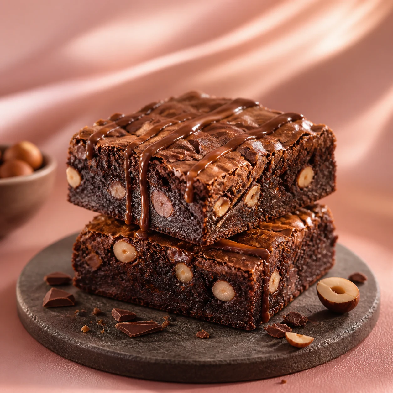 One More Kinder hazelnut chocolate brownie with a smooth chocolate topping